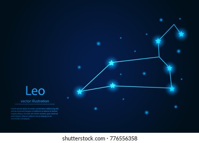 The zodiac constellation of Leo. Starry sky. Dark blue background of space. Vector illustration eps10.