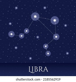 Zodiac constellation Libra over blue background