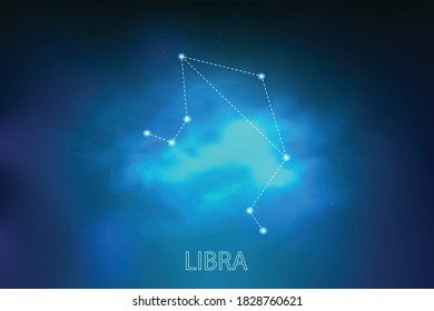Zodiac constellation Libra. Vector illustration. Astronomy.