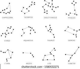 Zodiac Constellation On White Background Flat Stock Vector (Royalty Free)  1580532271 | Shutterstock