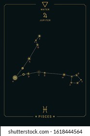 Zodiac constellation Pisces. Symbol of the planet Jupiter, the element of water.