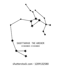 Zodiac constellation Sagittarius - The Archer. Vector illustration