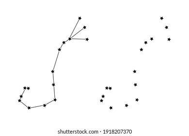zodiac constellation Scorpio. black sign on a white background. stars, space, universe. vector illustration.