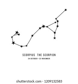 Zodiac constellation Scorpio - The Scorpion. Vector illustration