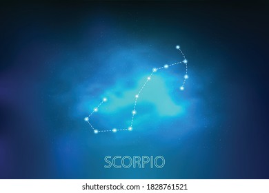 Zodiac constellation Scorpio. Vector illustration. Astronomy.