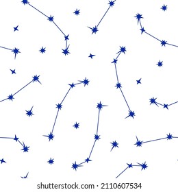 Zodiac constellation seamless pattern simple vector illustration, astrology horoscope symbol for future events prediction, stars connected with lines
