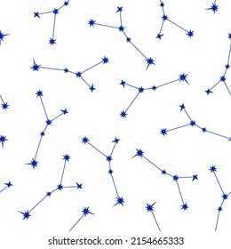 Zodiac constellation seamless pattern simple vector illustration, astrology horoscope symbol for future events prediction, stars connected with lines