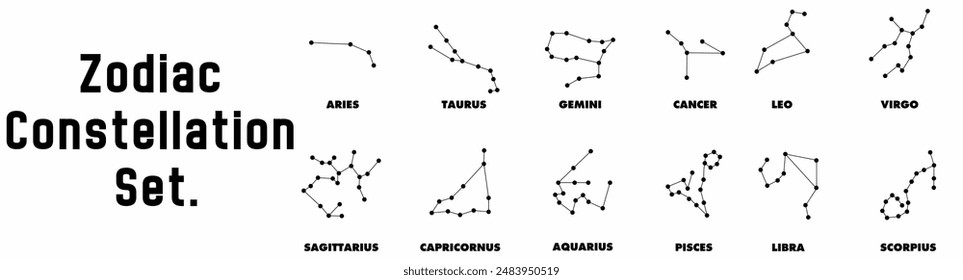 Zodiac constellation set. Vector illustration.