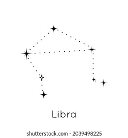 Zodiac constellation sign Libra. Celestial Astrological Horoscope symbol on white background. Vector Illustration