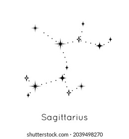 Zodiac constellation sign Sagittarius. Celestial Astrological Horoscope symbol on white background. Vector Illustration
