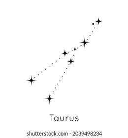 Zodiac constellation sign Taurus. Celestial Astrological Horoscope symbol on white background. Vector Illustration