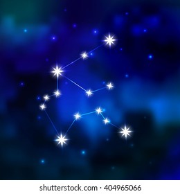 Zodiac constellation in the sky. Constellation Aquarius in Universe. Zodiac vector illustration