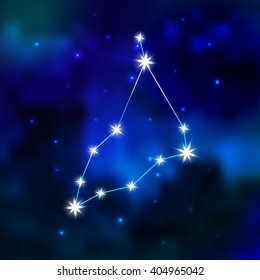 Zodiac constellation in the sky. Constellation Capricorn in Universe. Zodiac vector illustration