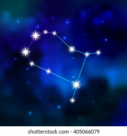 Zodiac constellation in the sky. Constellation Gemini in Universe. Zodiac vector illustration