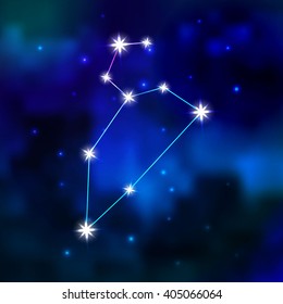 Zodiac constellation in the sky. Constellation Leo in Universe. Zodiac vector illustration