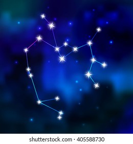 Zodiac constellation in the sky. Constellation Sagittarius in Universe. Zodiac vector illustration