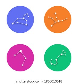 Zodiac constellation symbols collection. Connected shining star astrology signs. Leo, Virgo, Libra and Scorpio. Vector illustration.