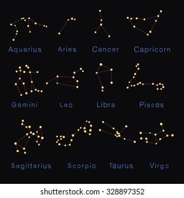 Zodiac constellation vector set