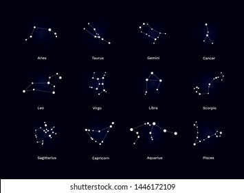 Vector Constellations Zodiac Signs Constellations Icons Stock Vector ...