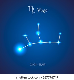 Zodiac constellation. Virgo. The Maiden. Vector illustration