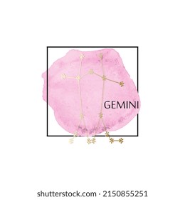 Zodiac constellations - Gemini. Horoscope line symbols on white background.