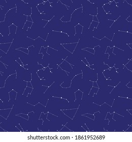 Zodiac constellations seamless pattern vector