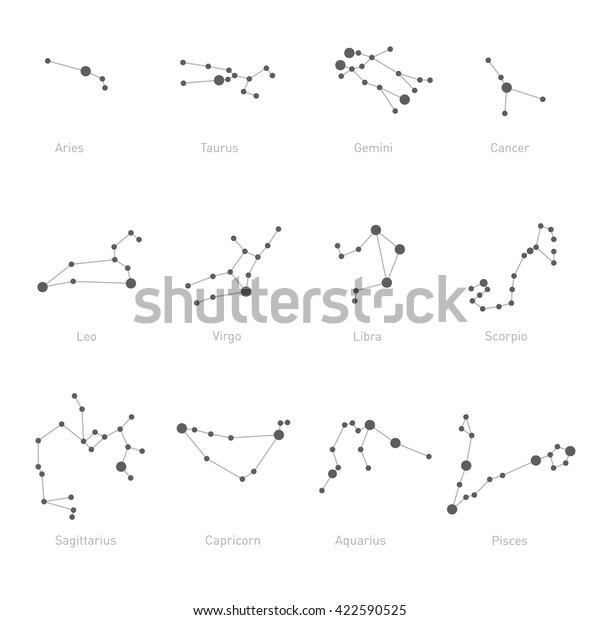 Zodiac Constellations Set Space Stars Vector Stock Vector (Royalty Free ...