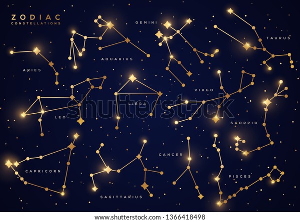 Download Zodiac Constellations Set Vector Illustration Astrological Stock Vector Royalty Free 1366418498