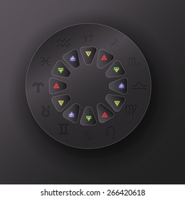 zodiac and the elements on gray background