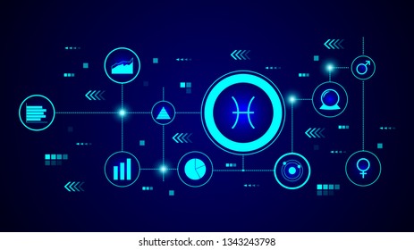 Zodiac Fish Jupiter icon. From Web set