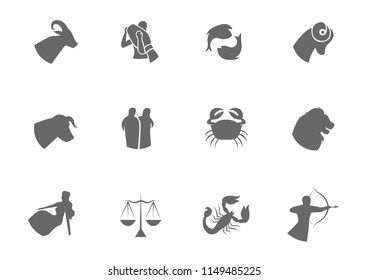 zodiac flat design icon set