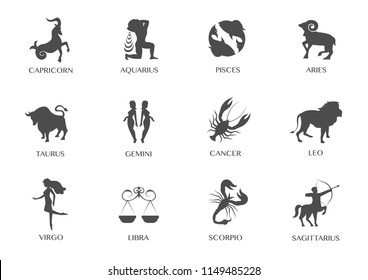 zodiac flat design icon set