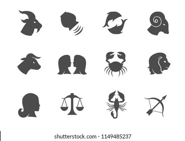 zodiac flat design icon set