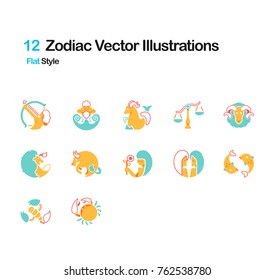 Zodiac Flat Illustrations