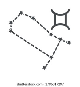 zodiac gemini constellation astrological line style icon vector illustration