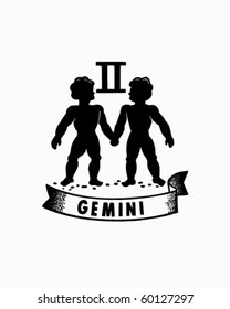 Zodiac - Gemini - Retro Clip Art