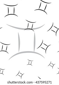 zodiac gemini. Seamless pattern of zodiac signs, doodles. Hand drawn