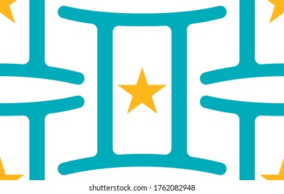 Zodiac, Gemini sign made as a vector pattern. Horoscope.