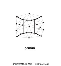 Zodiac gemini signs isolated on white background. Star signs for astrology horoscope. Zodiac line stylized symbols. Astrological calendar collection, horoscope constellation vector illustration