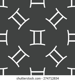 Zodiac Gemini symbol repeated on grey background