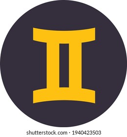 Zodiac Gemini vector icon. Flat modern constellation symbol.