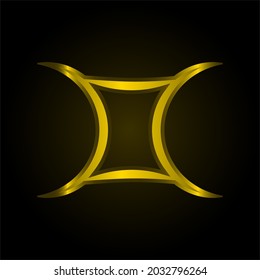 Zodiac Gemini Vector Logo Gold