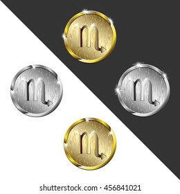 Zodiac Gold and silver medals Scorpio (Scorpion)