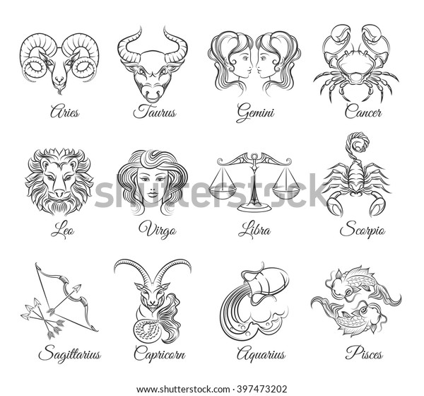 Zodiac Graphic Signs Vector Astrological Symbols Stock Vector (Royalty ...