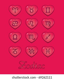 Zodiac heart Pink vector