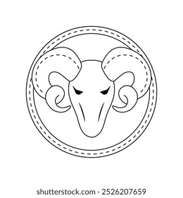Zodiac horoscope. Aries astrological icon symbol. Stylized star sign esoteric. Simple line vector illustration.