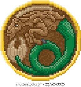 A zodiac horoscope or astrology Capricorn sign in a retro video game arcade 8 bit pixel art style