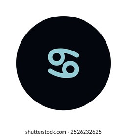 Zodiac horoscope. Cancer astrological icon symbol. Stylized star sign esoteric. Simple line vector illustration.
