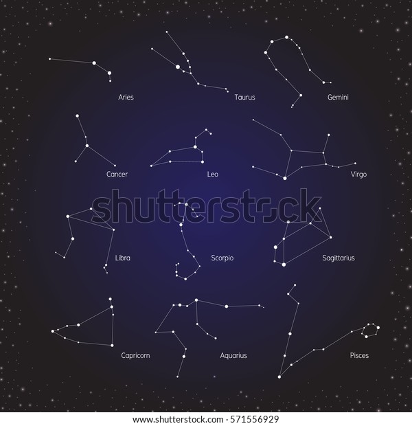 Zodiac Horoscope Cosmos Background Group Zodiac Stock Vector (Royalty ...