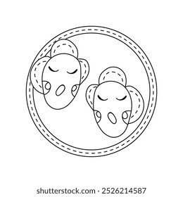 Zodiac horoscope. Gemini astrological icon symbol. Stylized star sign esoteric. Simple line vector illustration.